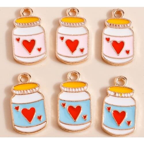 10pcs 9*17mm Alloy Heart Drinks Charms for Jewelry Making Milk Juice Bottle Charms Necklaces Earrings Pendants Accessories DIY