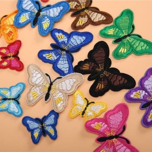 100pcs/lot Embroidery Patch Butterfly Insect Animal Clothing Decoration Sewing Accessories Diy Iron Heat Transfer Applique
