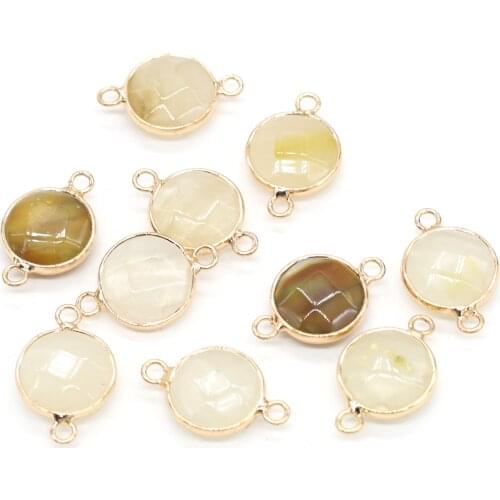 2pcs Natural Yellow Quartzs Pendant Connectors Irregural Connectors Pendant Charms for Making Jewelry Necklace Gift 15x24mm