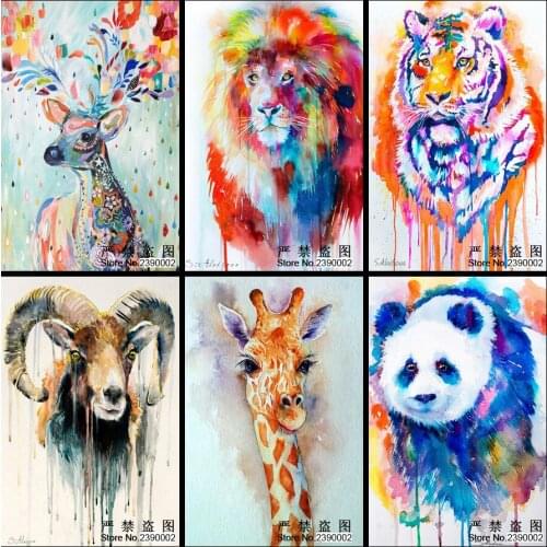 5D Diy Diamond Painting Animal Tiger Lion Panda Giraffe Pictures Diamond Mosaics Square Cross Stitch Home Decorative Gifts