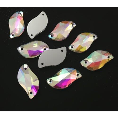 6x12mm 10x20mm 15x30mm "S"shape Sew on Crystal AB Color Flatback Fancy Rhinestone