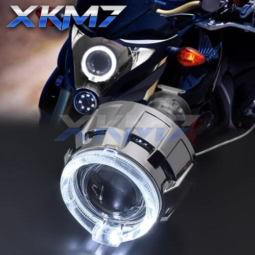 Motorcycle Spotlight Tuning Accessories Projector Headlight Lenses Bi-xenon Lens 2.0 Angel Eyes Full Kit Bike Lights Retrofit