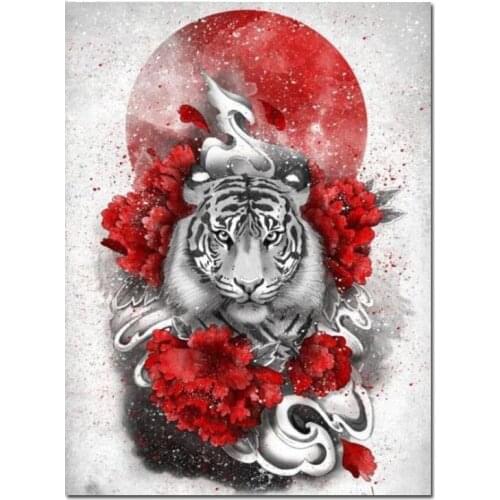 Diamond painting Japanese Tiger Sun Diamond embroidery cross stitch full Square/Round daimond painting animal Mosaic gift BY408