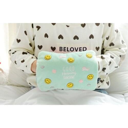 Free shipping cartoon smile design plush hot water bag charging electric warm hand hot water bag