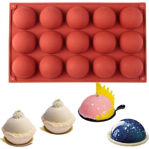 Large 15 Holes Semi Sphere Silicone Mold Semicircle Baking Molds For Chocolate Cake Dome Dessert Mousse Jelly Mould Decorating