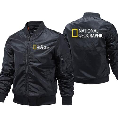 National Geographic Jacket Mens Bomber Jacket Men Fashion Outdoor Clothing Funny Large Size Clothes Thick aviator Jackets Coat