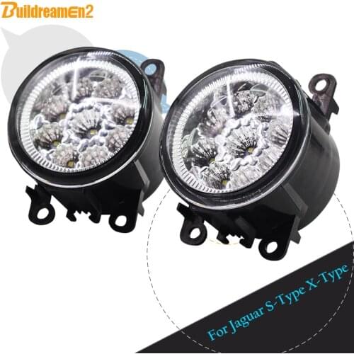 Buildreamen2 For Jaguar S-Type X-Type Car Left + Right Fog Light LED Light Daytime Running Light DRL White Blue Yellow 1 Pair