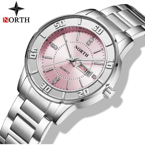 NORTH New Watches Women Luxury Brand Fashion Quartz Watch Stainless Steel Belt Casual Lady Sport Gift Girl Relogio Feminino