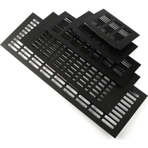 50/80mm Black Aluminum Alloy Rectangular Air Vent Cover,Louvered Ventilation Grille for Wardrobe Shoe Cabinet Closet with Screws