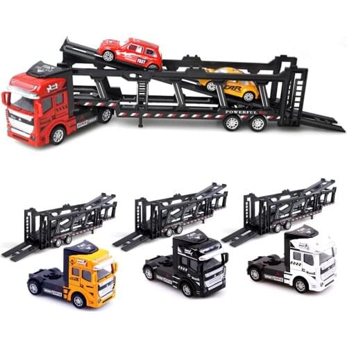 Children Pull Back Alloy Simulation Trailer Supporting Ladder Model Toy Gift