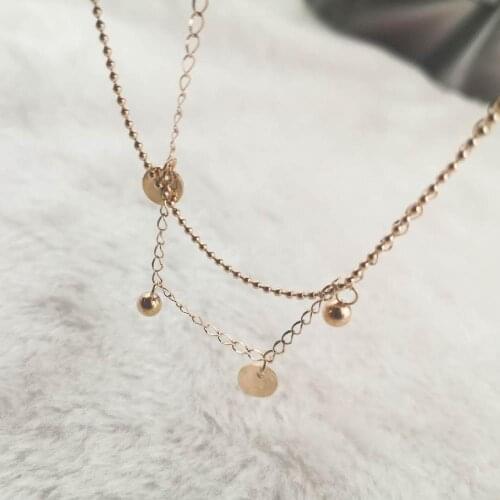 Double chain wafer ball luxe classic luxury women fashion stainless steel anklet bracelet