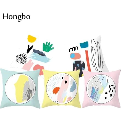 Hongbo Small Fresh Graffiti Cover Decorative Pillowcase Cactus Cushion Pillow Case Neck Travel Pillow Cover Dropshipping