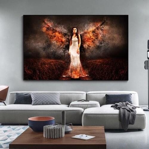 Angel or Devil on Canvas Modern Cool Girl Figure Picture Canvas Poster Pictures for Living Room Home Decor Cuadros