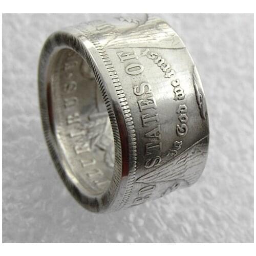 90% Silver US 1889O Morgan Dollar Coin Ring + 90% Silver Coin Shiny Handcrafted US Size 7-16 Custommized Date
