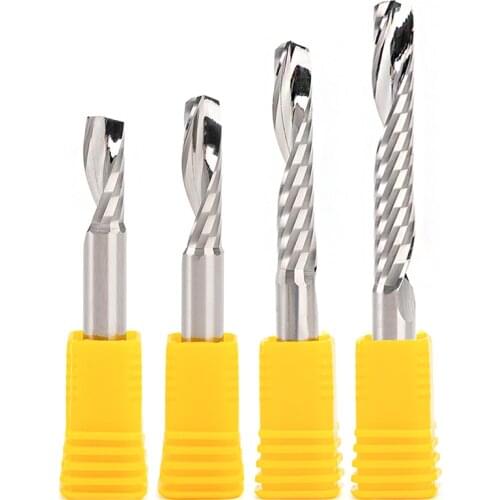 3pcs 6mm SHK AAA Series carving Cutters One Flute Spiral End Mills CNC Router Bits for cutting MDF PVC Acrylic plastic milling