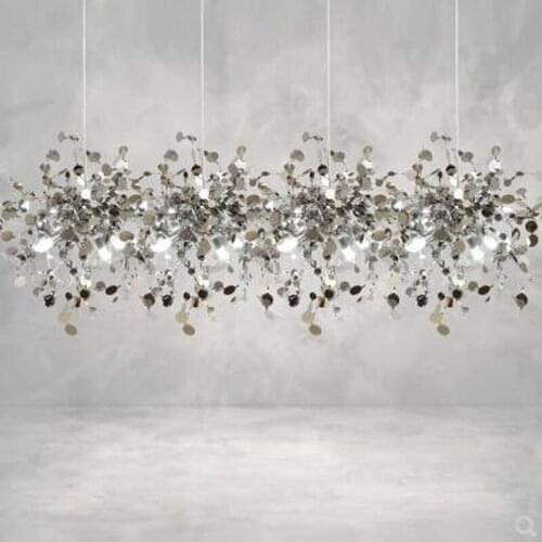 L Nordic modern creative art design stainless steel chandelier living room cafe shop window bar decoration lamp led