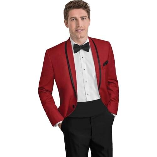 2018 Custom Red Suit Men Groom Wedding Suits For Men Slim Fit 2 Piece Tuxedo Tailored Prom Blazer Terno Masculino Jacket+Pant