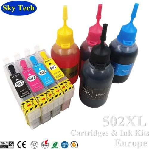 T02W1 Refill ink kit for epson 502xl 502 Refillable Cartridge With arc chip for epson XP-5100 XP-5105 WF-2860 WF2865 printer