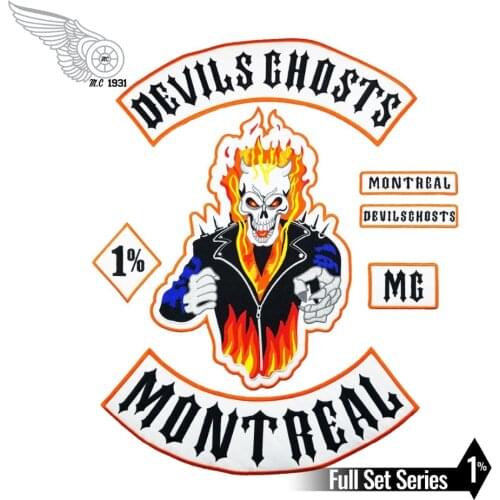 MC Patches Set Motorcycle Club Devil Embroidery Fire Patches Custom Embroidery 1% Badge Motorclub Badge Biker Vest Iron On Large