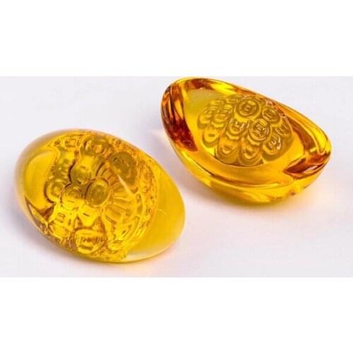 NEW80/100mm Crystal Shoe-shaped Gold Ingot Paperweight Glass Craft Home Decoration Arts&Collection Fengshui Furnishing Ornaments