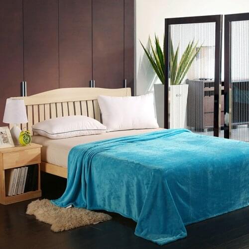 Hot sale solid color sky blue blankets on the bed King Queen Full Twin size throws bedclothes Free shipping