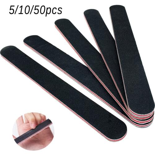 50pcs/5pcs/10pcs Nailfile Professional Nail Buffer Black Sandpaper Strong Straight Lime Angle 100/180 Buffing Sanding Files