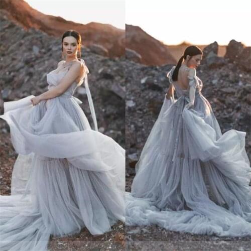 Light Grey Maternity Dresses Straps Tulle Celebrity Gowns for Photoshoot Boudoir Lingerie Robe Bathrobe Nightwear Babydoll