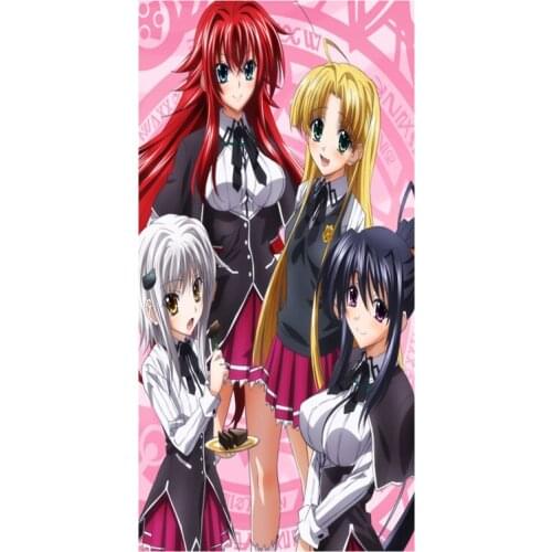 New 75*30cm Bamboo Fiber Towel Hand Towel Sports Beach Towel High School Dxd Print Toalha Banho DIY Towels Free shipping