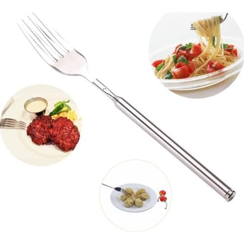Portable Multi Tool Cutlery Flatware BBQ Telescopic Extendable Fork Fold Spork Fork Tableware Barbecue Long Fork Cutlery