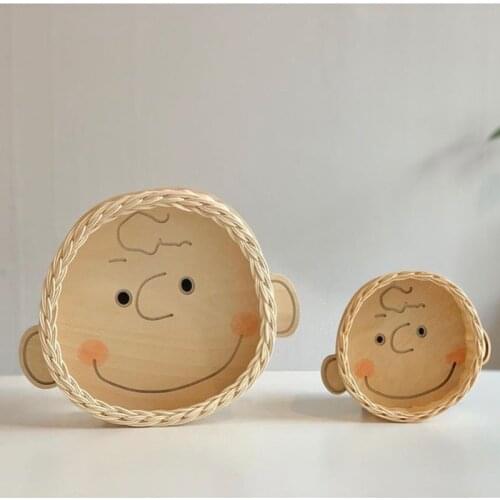 Rattan Fruit Basket Hand-woven Breakfast Bread Fruit Tray Picnic Food Candy Dessert Snack Plates Storage Baskets Shooting Props