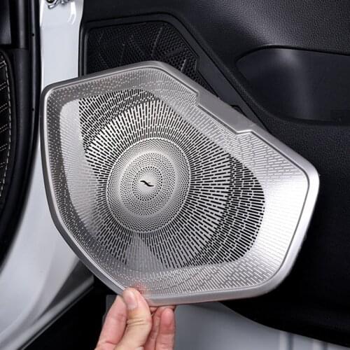 Car Interior Stereo Audio Speaker Side Door Loudspeaker Stereo Ring Garnish Cover Sticker Trims For Toyota RAV4 RAV 4 2019 2020