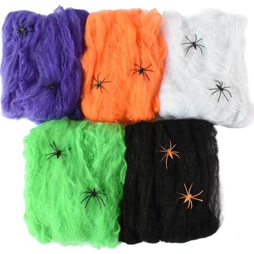 40g Halloween Scary Party Decor Stretchy Spider Web Cobweb Made of Cotton Halloween Decoration for Bar Haunted House Scene Props