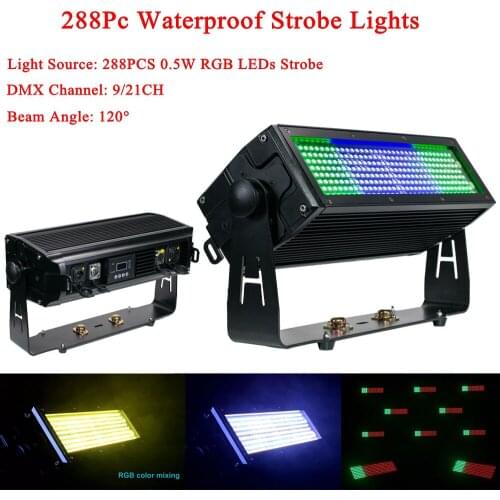 LED DJ Strobe Light 105W Powerful 288Pcs LED Waterproof Strong Flash Lights DMX Sound Control Stroboscope For Disco DJ Bar Club