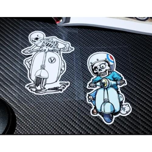 Reflective skull sticker for Piaggio VESPA motorcyle vinyl decals scooter motorbike retro stickers for superbike dirt bike