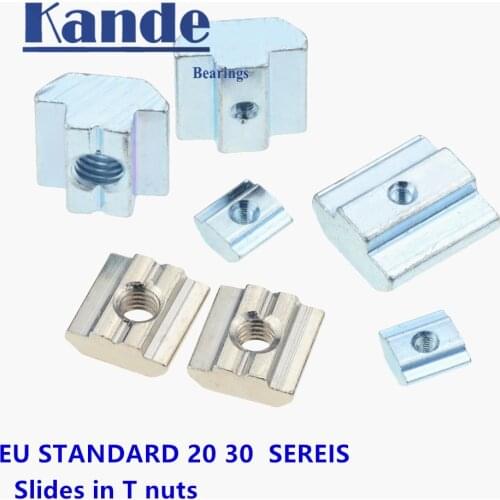 Kande 10pcs/ lot EU 30 SERIES Slides In T Nuts Square Nut 3030 EU Standard for Sliding V-lot Slider Aluminum Alloy 3030 T nuts