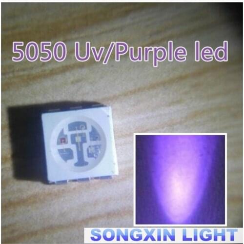 10pcs Ultra Bright 5050 LED SMD Purple UV Chip Surface Mount 20mA Light-Emitting Diode LED SMT Bead Lamp Light DIY Practice