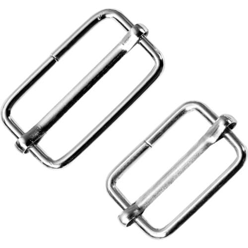 100PCS Silver Metal Slides Tri-glides Wire-formed Roller Pin Buckles Strap Slider Adjuster Buckle for Backpack Bag Strap Parts