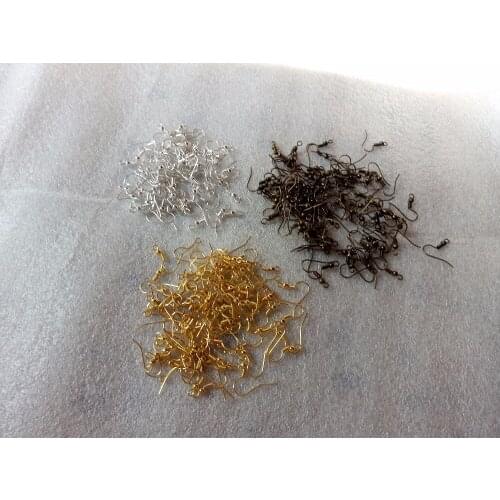 100pcs Gold/Silver/Bronze Ear Hook With Bead Charms Ear Wires Hooks Earrings For DIY Jewelry Findings Components Accessories