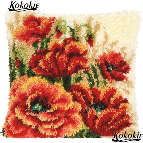 3d latch hook rug kits flowers cushion mat Threads embroidery cross stitch kits diy carpet gift Crocheting Rug Yarn Needlework