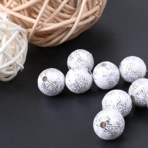 White Vintage Silver Stripe Round Acrylic Spacer Beads For Bracelet Necklace Jewelry Making DIY 12mm 100pcs/lot 2018 New