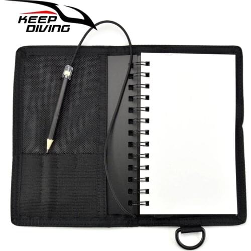 Scuba Diving Writing Pad Notebook Underwater Slate Gear with Pencil Clip PU Leather & PP Polypropylene Wearing Resistance