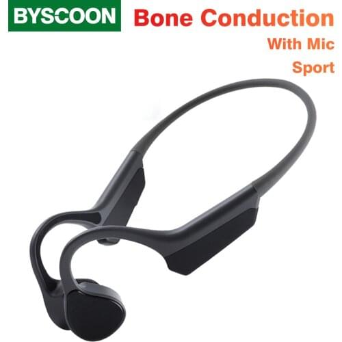 Byscoon Bone Conduction Earphone Bluetooth Wireless Sports Headphone Waterproof Stereo Hands-Free With Mic For Running Cycling