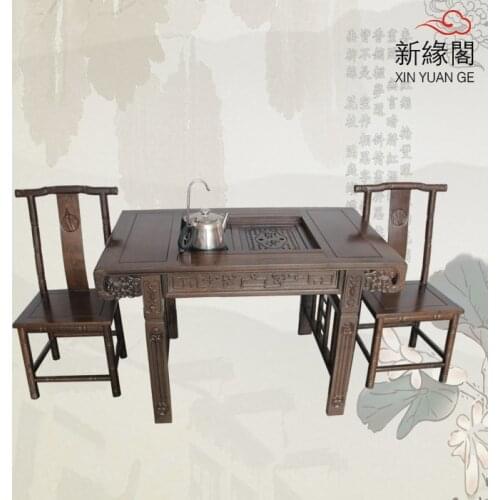 Wenge kung fu tea table Five-piece tea sets tea tables and chairs combination of Ming and Qing classical mahogany wood coffee ta