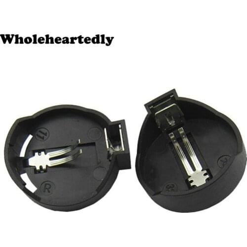 Black Round 3V CR2032 Button Battery Holder CR2025 Coin Cell Holder Straight Socket Battery Storage Boxes Battery Case Organizer