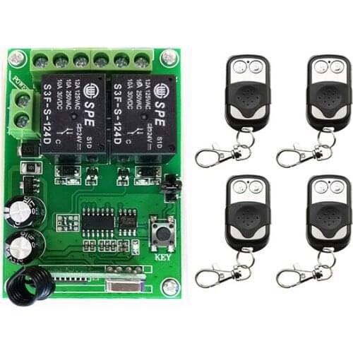 DC24V 2CH Radio Controller RF Wireless Push Remote Control Switch Transmitter+Receiver light /lamp/ window/Garage Doors shutters