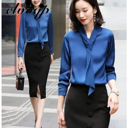 Plus Size Satin Elegant Women Blouses Spring Autumn Long Sleeve Vintage Shirts Ladies Tops Workwear Fashion Blusas Button Shirts