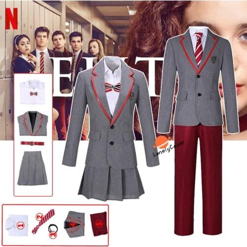 Elite School Uniform Cosplay Costume New TV High School JK Uniform Jacket Pants Belt Tie Skirt Series Elite for Girls Boys