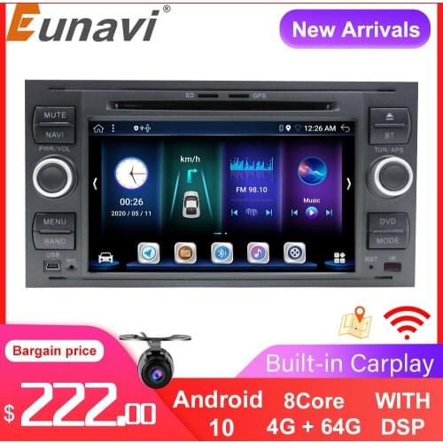 Eunavi 2Din Car Multimedia Player Radio GPS Auto DVD For Ford Mondeo S-max Focus C-MAX Galaxy Fiesta transit Fusion Connect kuga