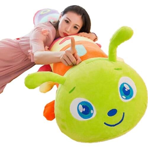 Fancytrader 71'' Huge Stuffed Plush Caterpillar Toys Soft Giant Colorful Animals Caterpillar Pillow Doll 180cm 4 Colors 3 Sizes