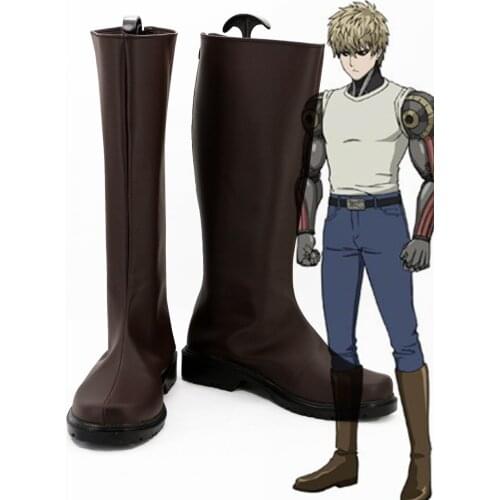 Hot Anime One Punch Man Genos Shoes Boot Cosplay Halloween Carnival Custom Made Any Size